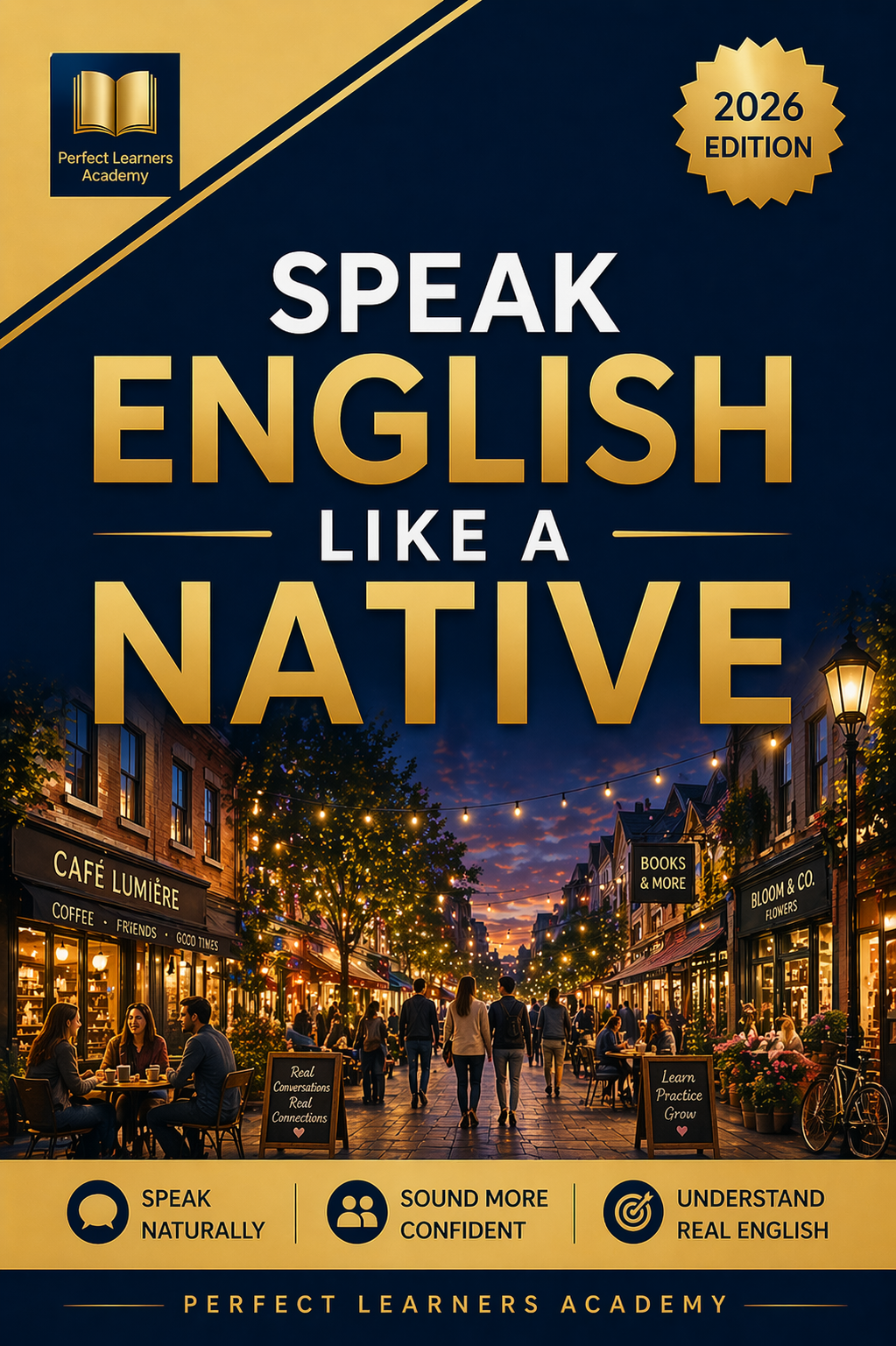 English speaking fluency book cover – Speak English Like a Native for real conversations and natural communication